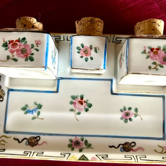 Inkwell or spice jar set, highly collectible,porcelain Nippon marked M Morimura - Picture 11 of 12